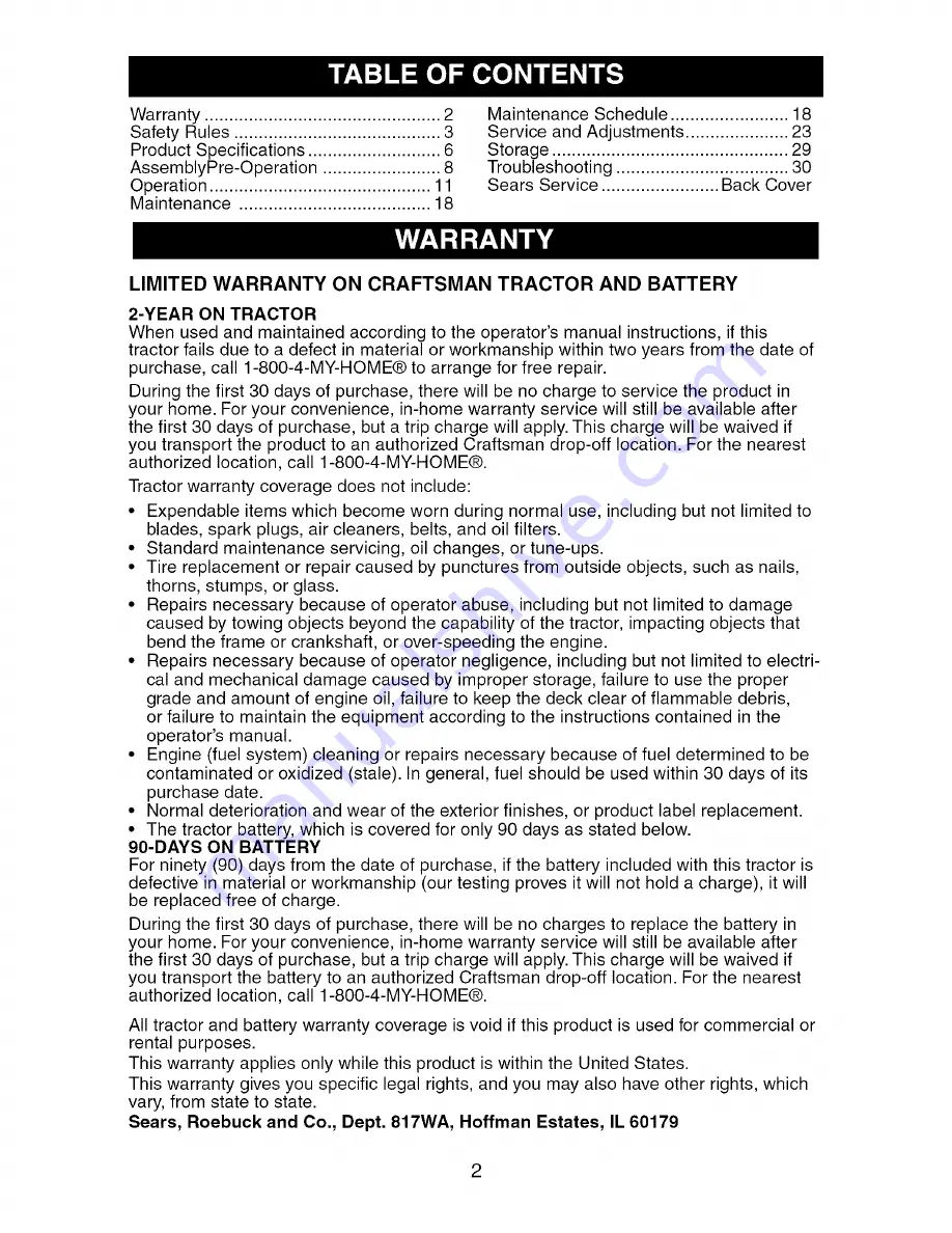 Craftsman 917.276823 Operator'S Manual Download Page 2