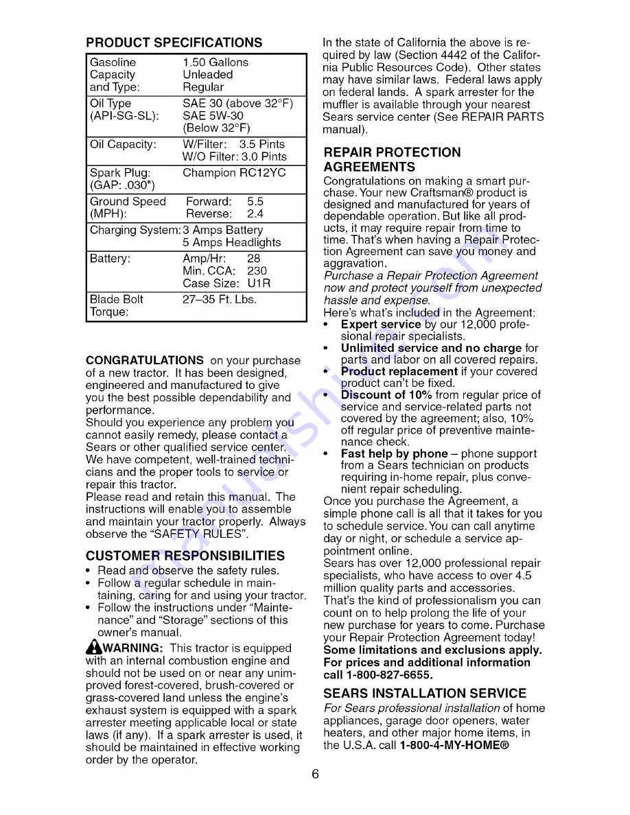 Craftsman 917.276823 Operator'S Manual Download Page 6