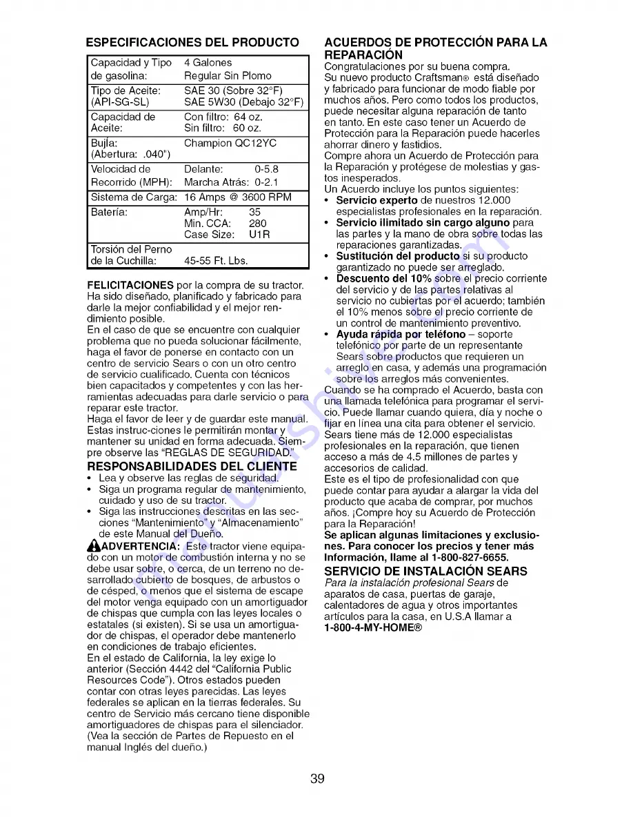 Craftsman 917.276840 Operator'S Manual Download Page 39