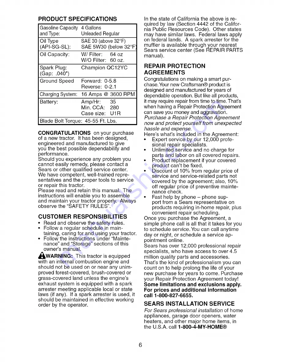 Craftsman 917.276842 Operator'S Manual Download Page 6