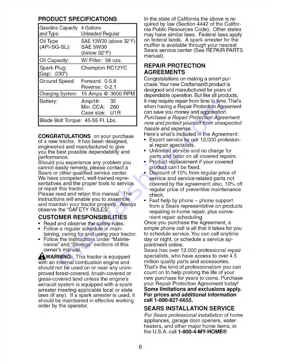 Craftsman 917.276880 Operator'S Manual Download Page 6