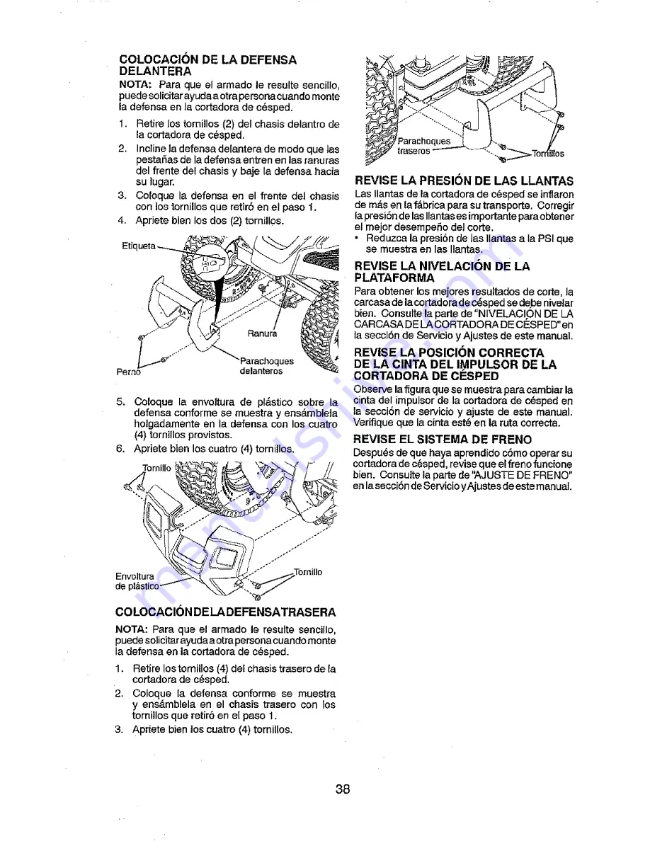 Craftsman 917.28001 Operator'S Manual Download Page 38