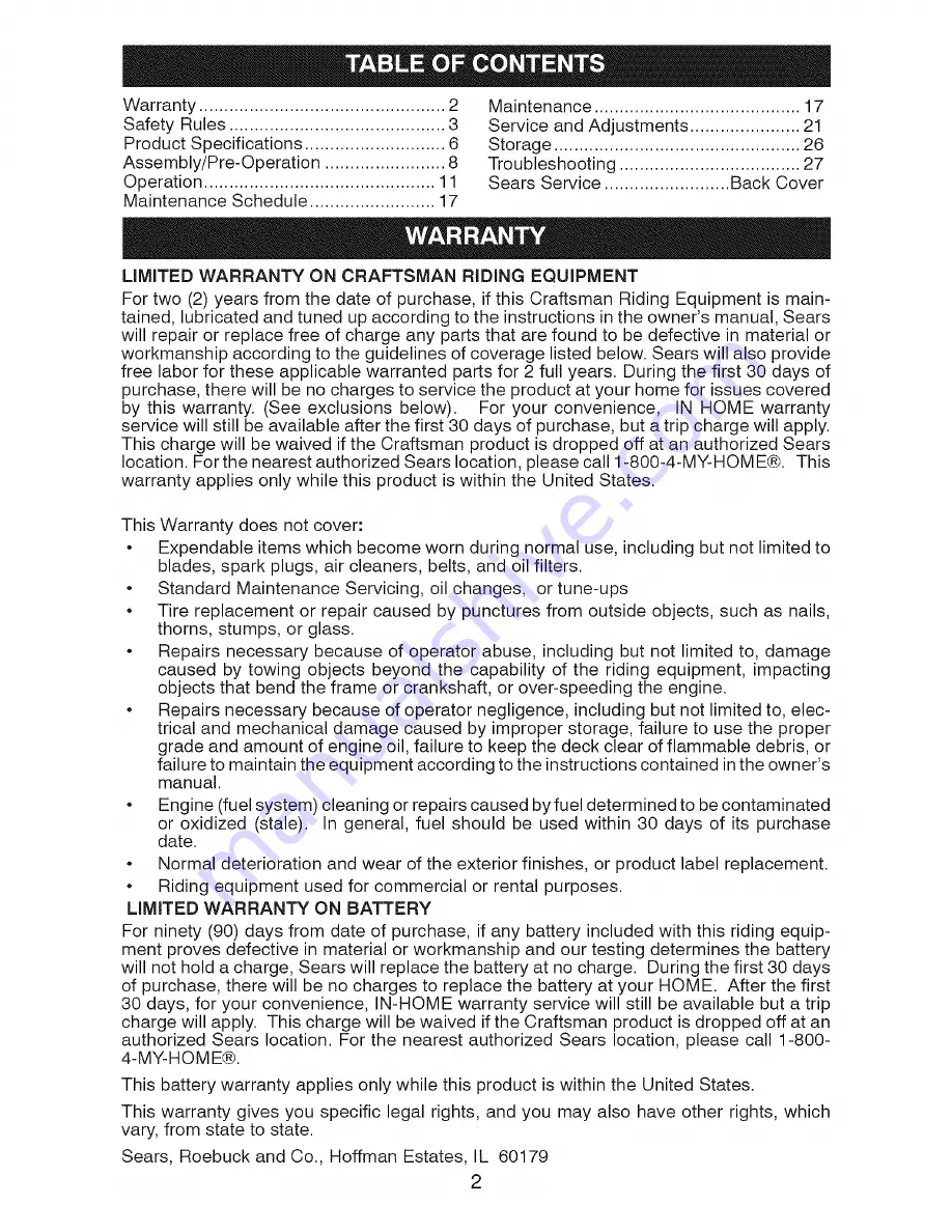 Craftsman 917.28601 Operator'S Manual Download Page 2