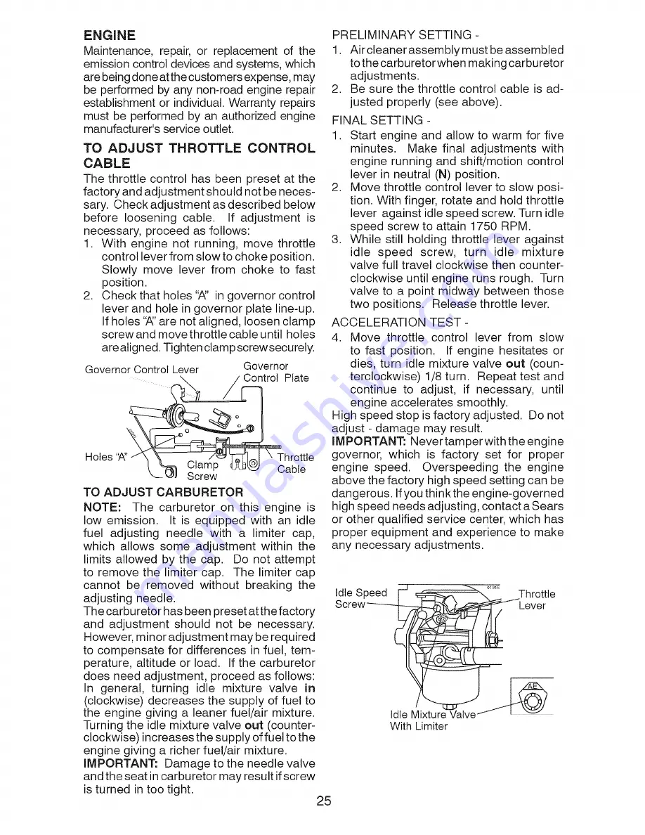 Craftsman 917.28601 Operator'S Manual Download Page 25