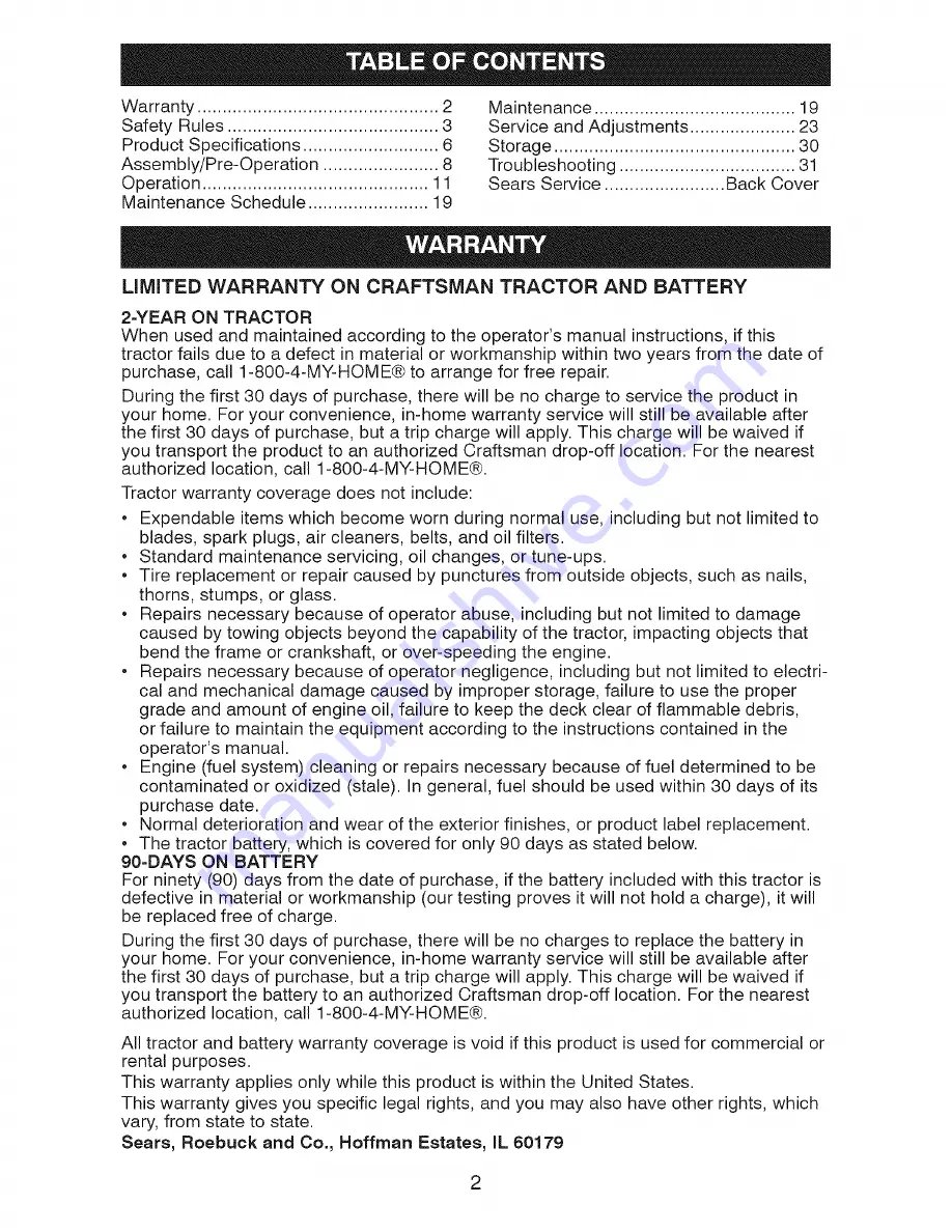 Craftsman 917.28712 Owner'S Manual Download Page 2