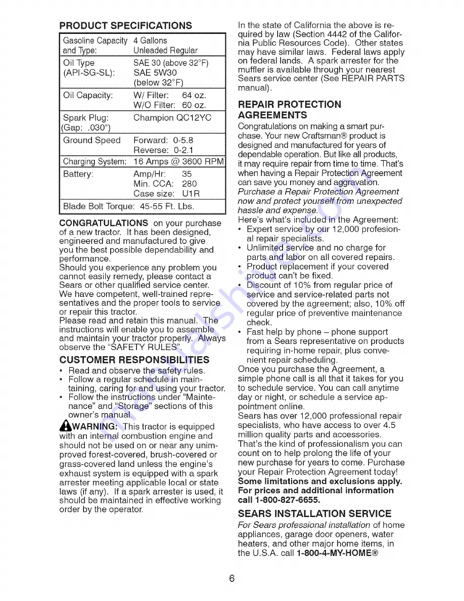 Craftsman 917.287440 Operator'S Manual Download Page 6