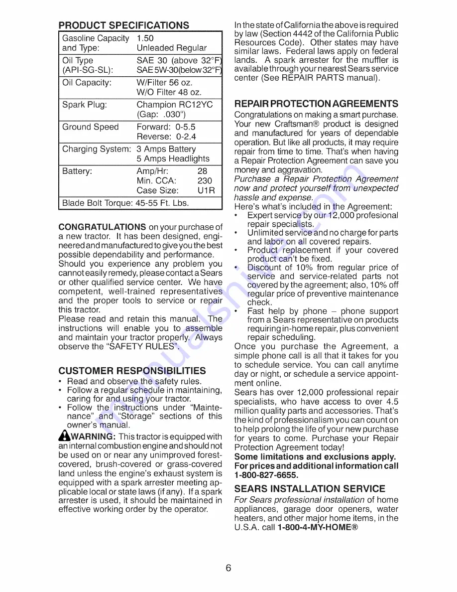 Craftsman 917.28814 Operator'S Manual Download Page 6