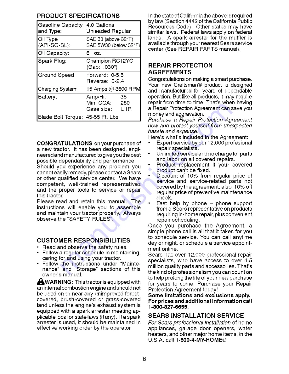 Craftsman 917.28848 Operator'S Manual Download Page 6