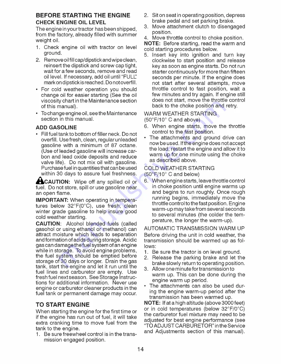 Craftsman 917.28853 Operator'S Manual Download Page 14