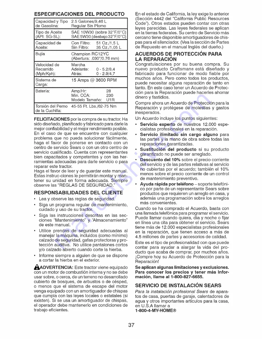 Craftsman 917.28853 Operator'S Manual Download Page 37