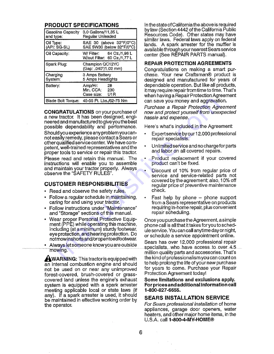 Craftsman 917.28856 Operator'S Manual Download Page 6