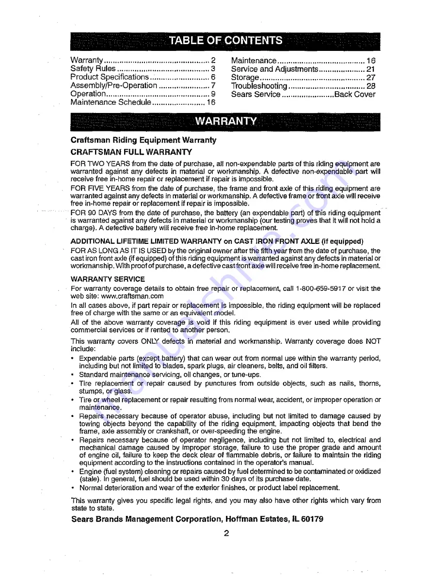 Craftsman 917.28857 Operator'S Manual Download Page 2