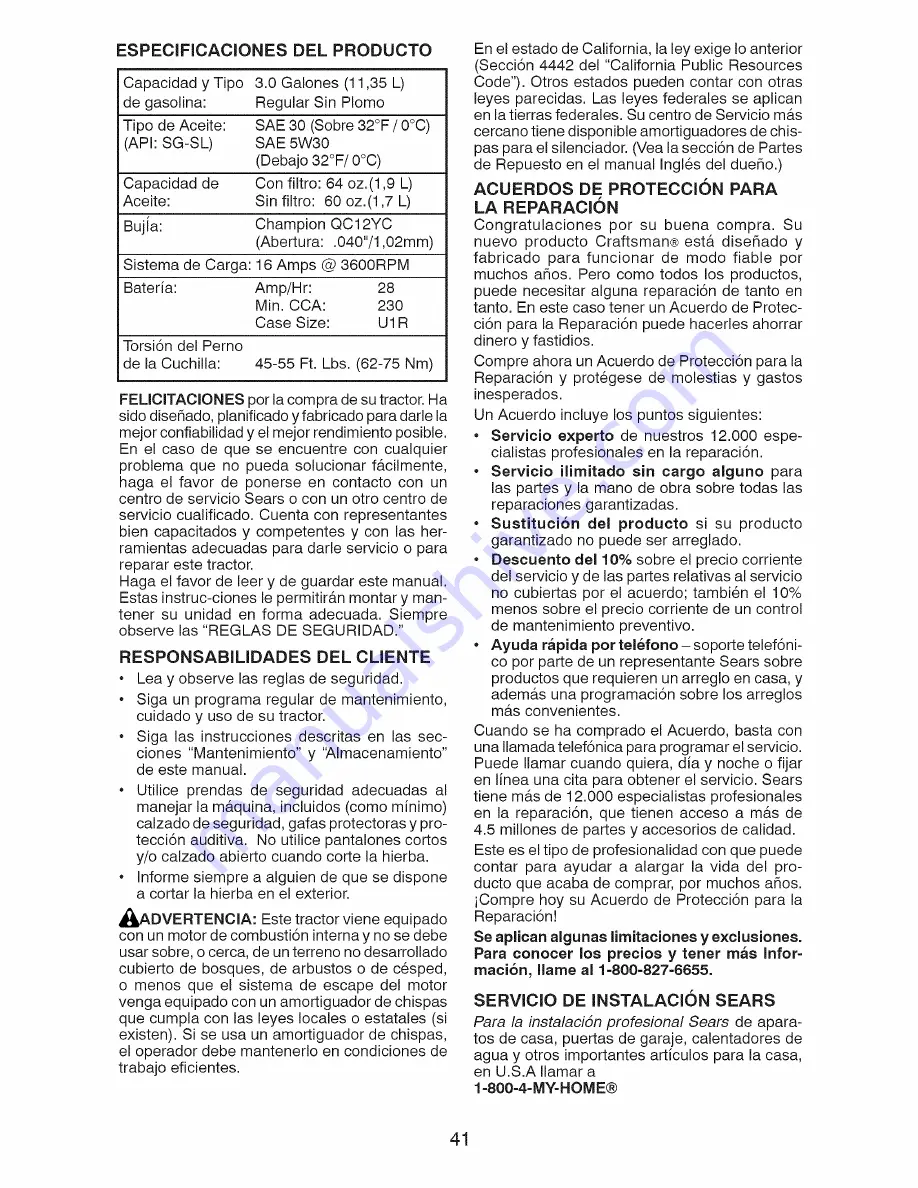 Craftsman 917.28858 Operator'S Manual Download Page 41