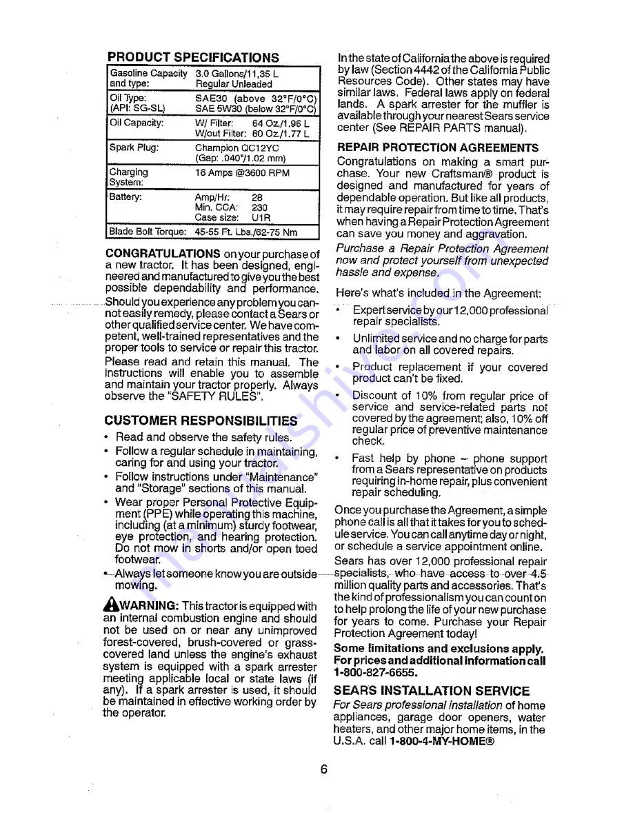 Craftsman 917.28863 Operator'S Manual Download Page 6