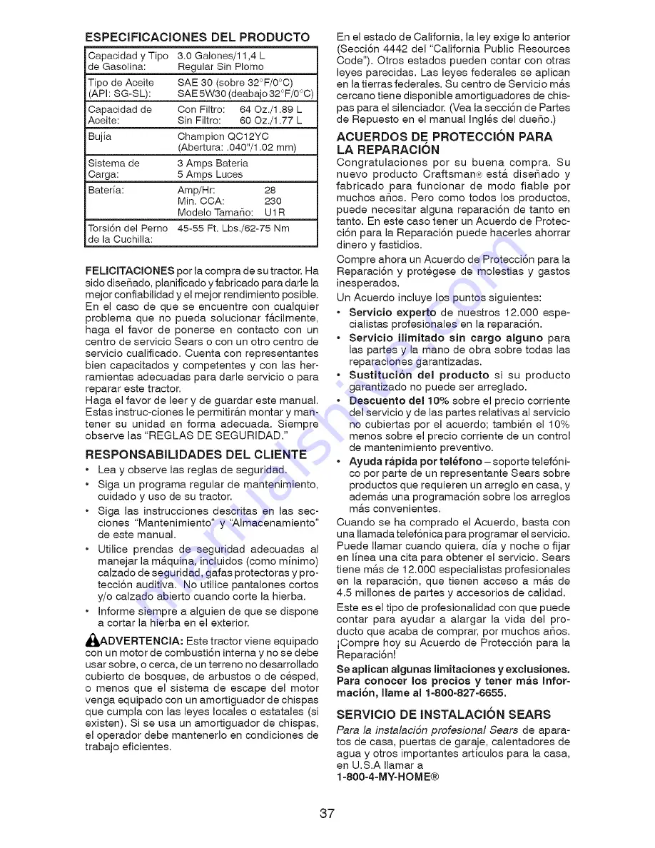 Craftsman 917.28866 Operator'S Manual Download Page 37