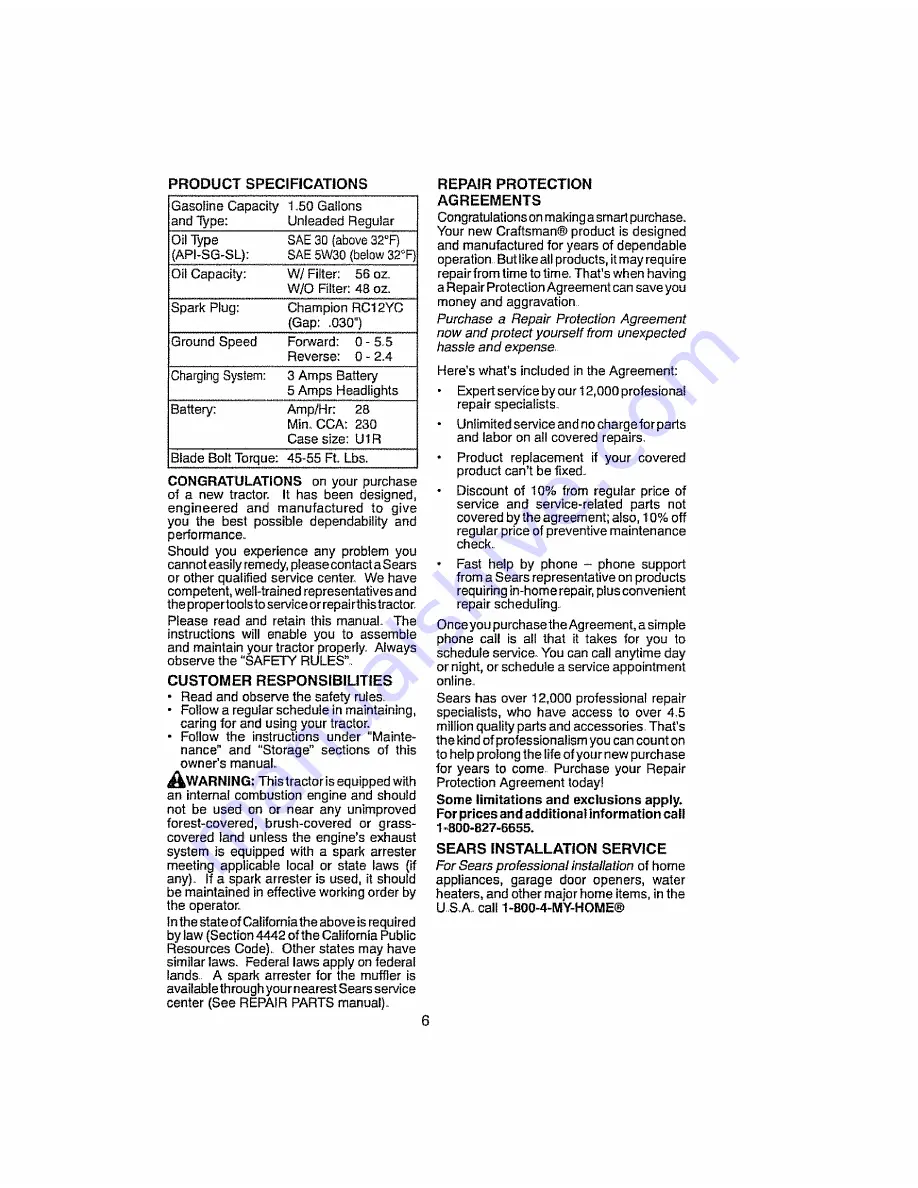 Craftsman 917.28910 Operator'S Manual Download Page 6