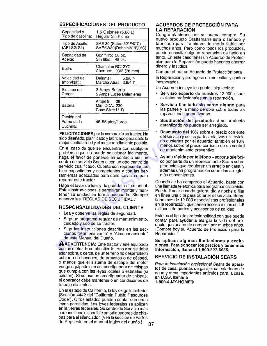 Craftsman 917.28918 Operator'S Manual Download Page 37