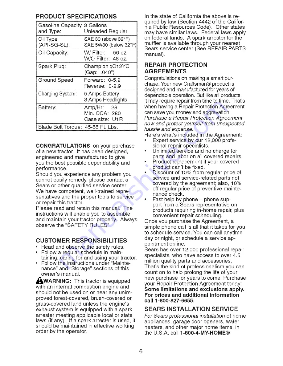 Craftsman 917.28927 Operator'S Manual Download Page 6