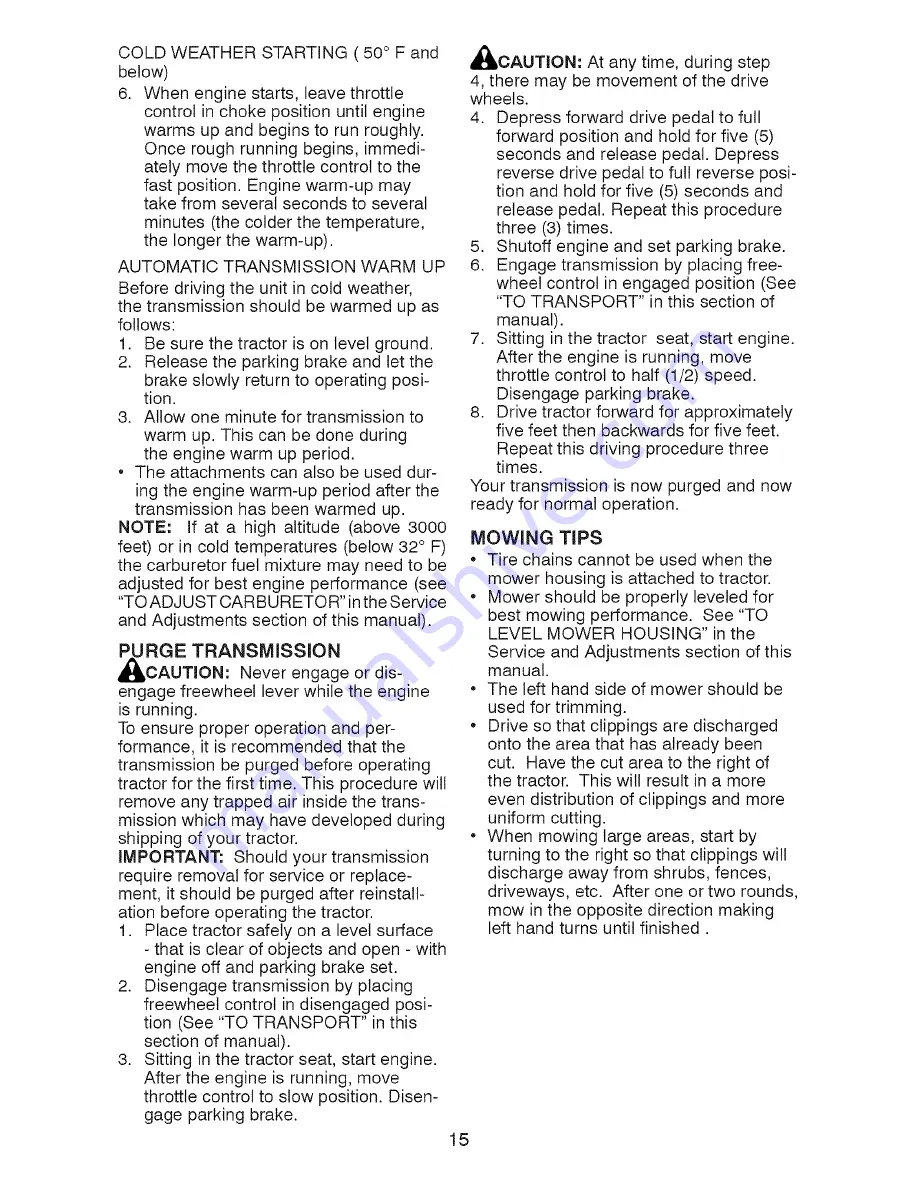 Craftsman 917.28927 Operator'S Manual Download Page 15