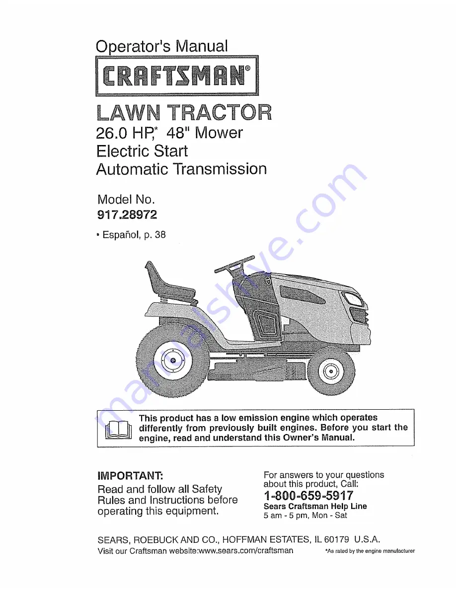 Craftsman 917.28972 Operator'S Manual Download Page 1