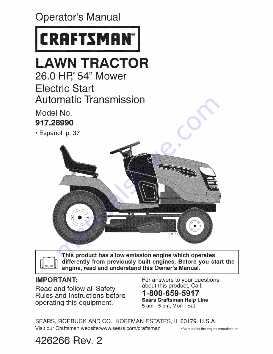 Craftsman 917.28990 Operator'S Manual Download Page 1