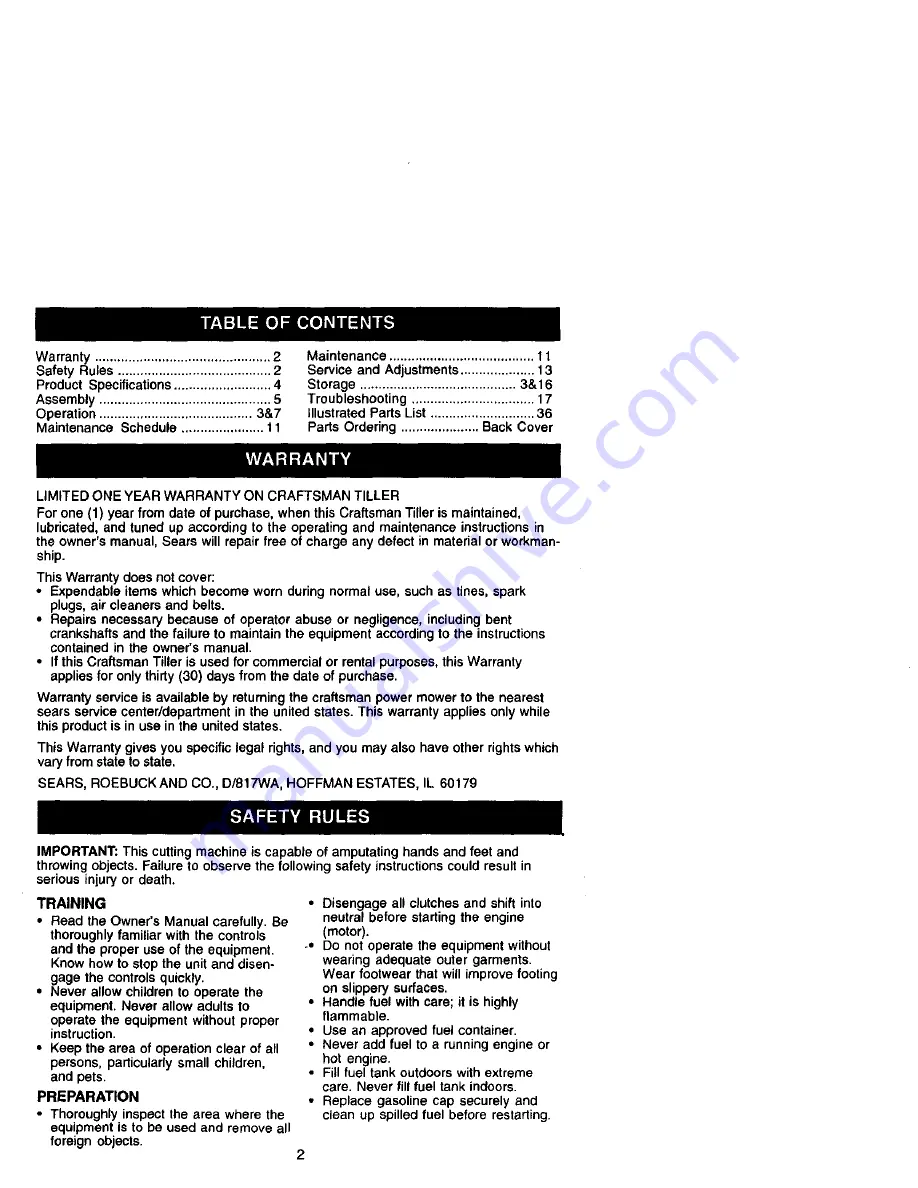 Craftsman 917.292480 Owner'S Manual Download Page 2