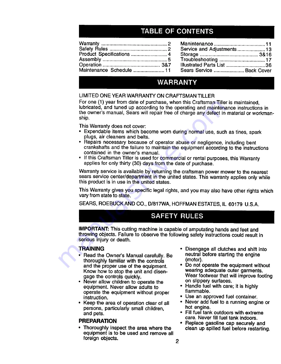 Craftsman 917.292481 Owner'S Manual Download Page 2