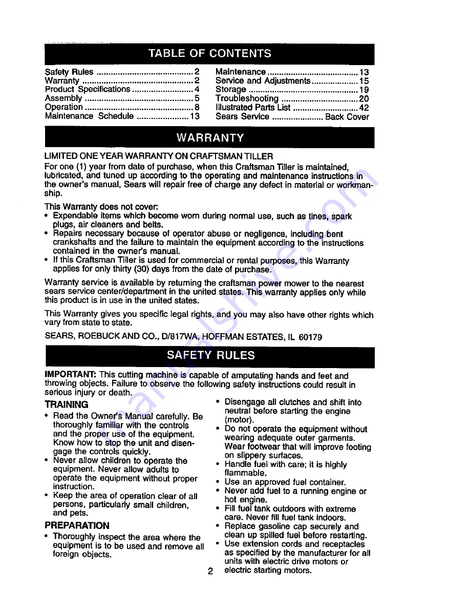 Craftsman 917.293471 Owner'S Manual Download Page 2