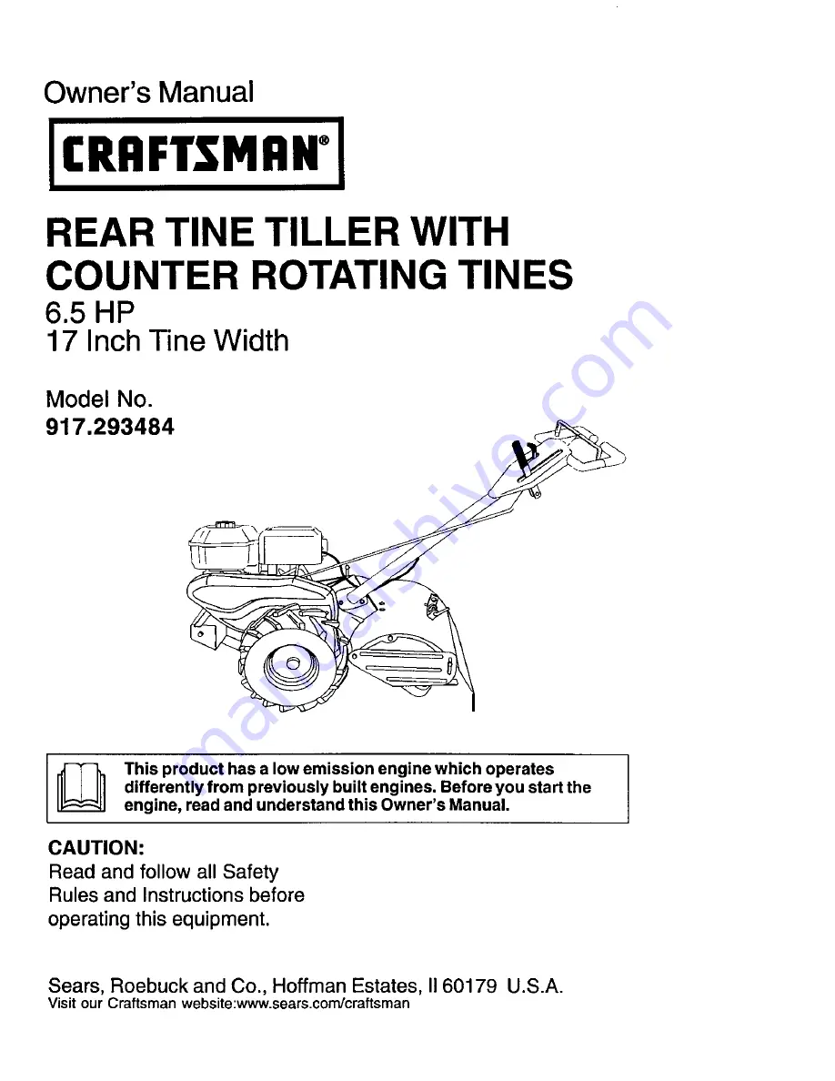 Craftsman 917.293484 Owner'S Manual Download Page 1