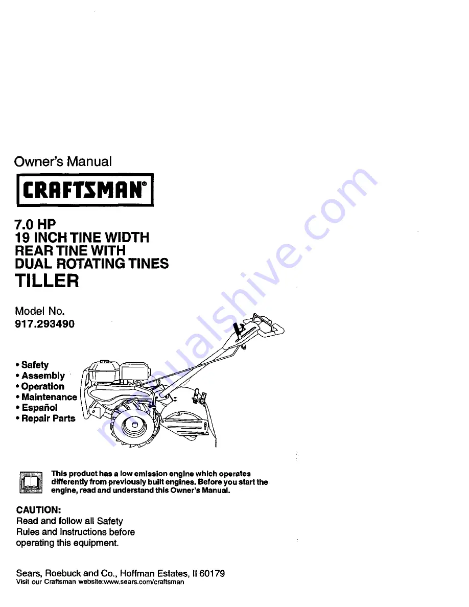 Craftsman 917.293490 Owner'S Manual Download Page 1