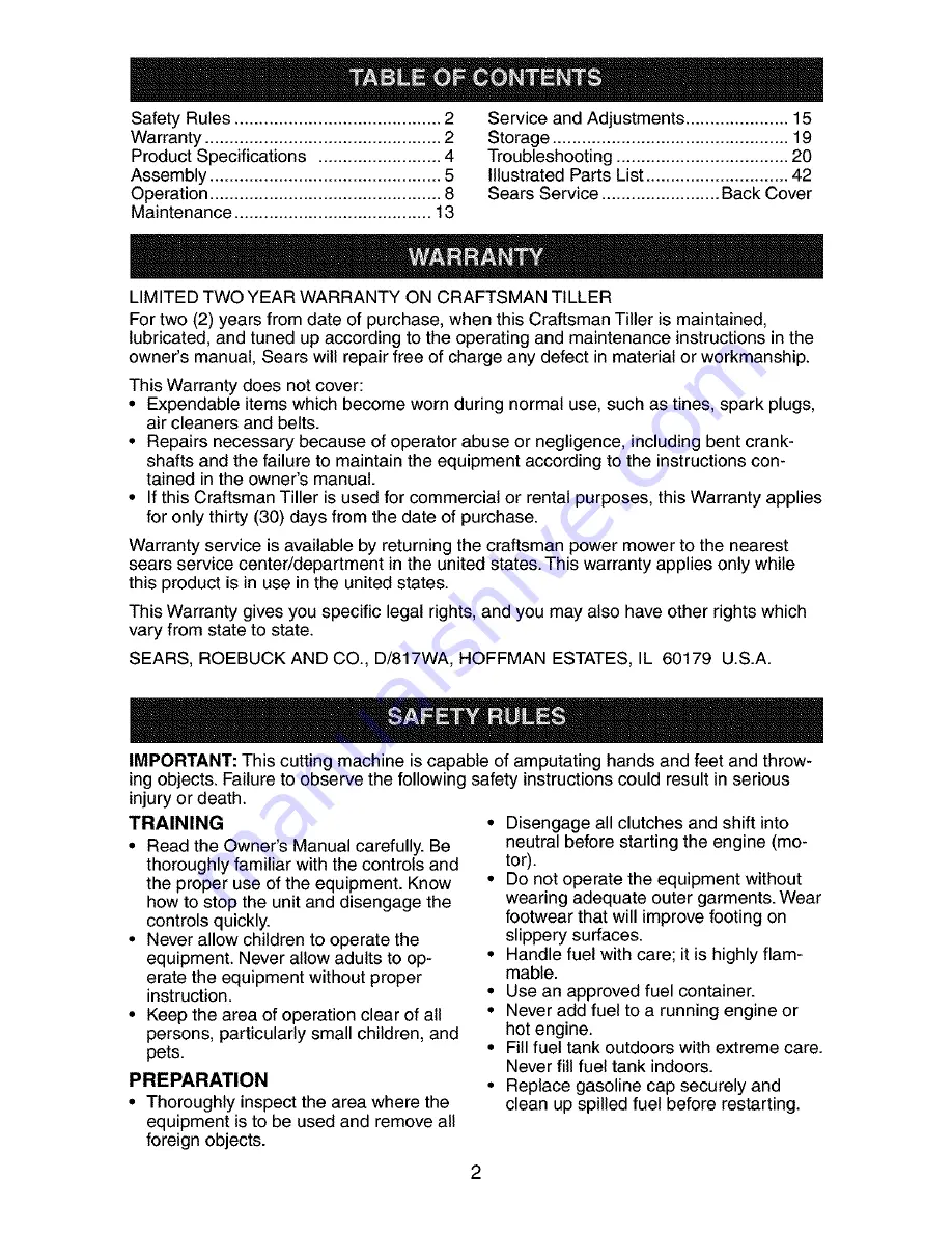 Craftsman 917.294481 Owner'S Manual Download Page 2