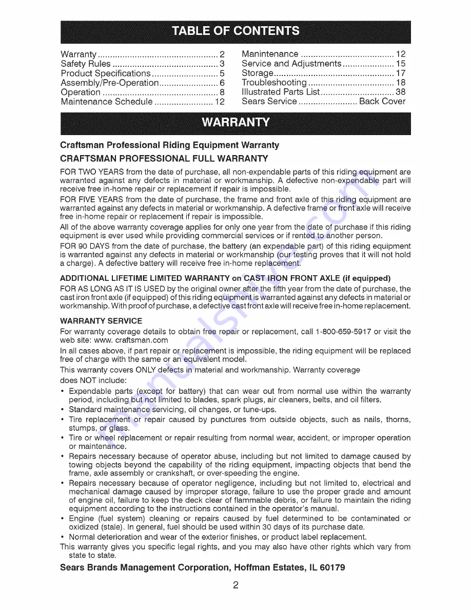 Craftsman 917.298021 Owner'S Manual Download Page 2