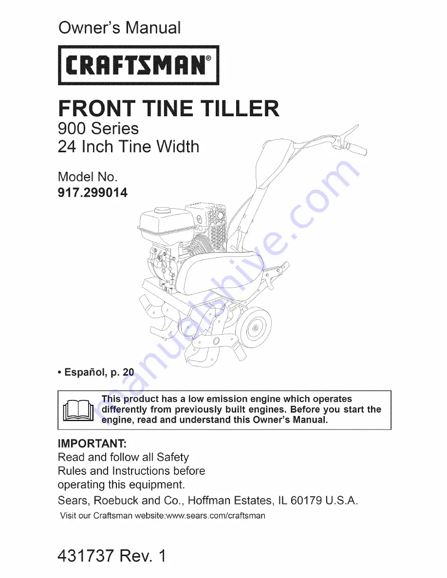 Craftsman 917.299014 Owner'S Manual Download Page 1