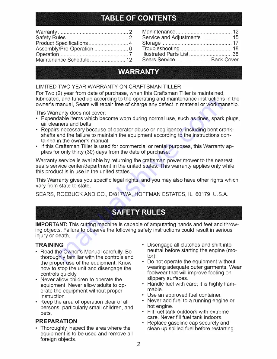 Craftsman 917.299014 Owner'S Manual Download Page 2