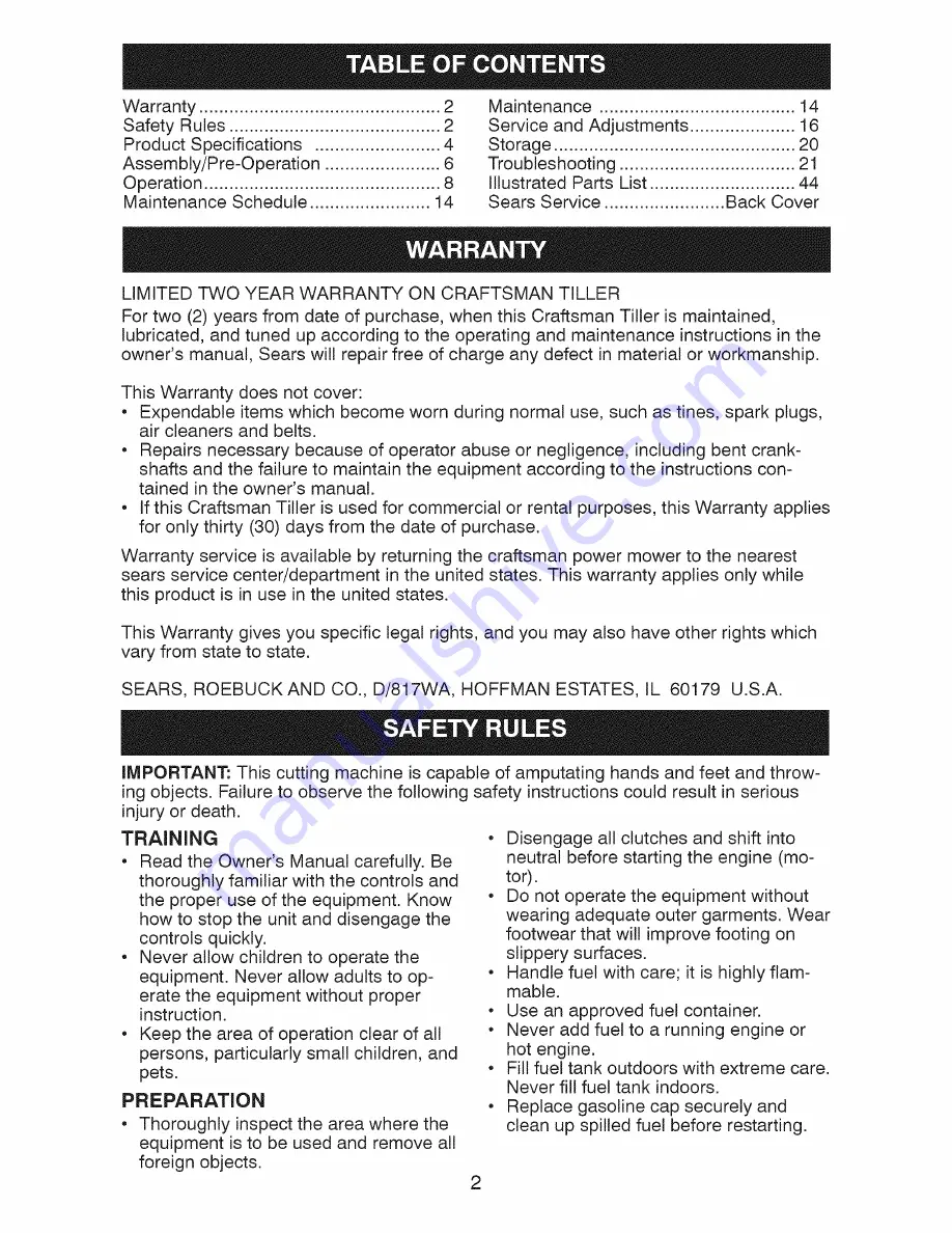 Craftsman 917.299083 Owner'S Manual Download Page 2