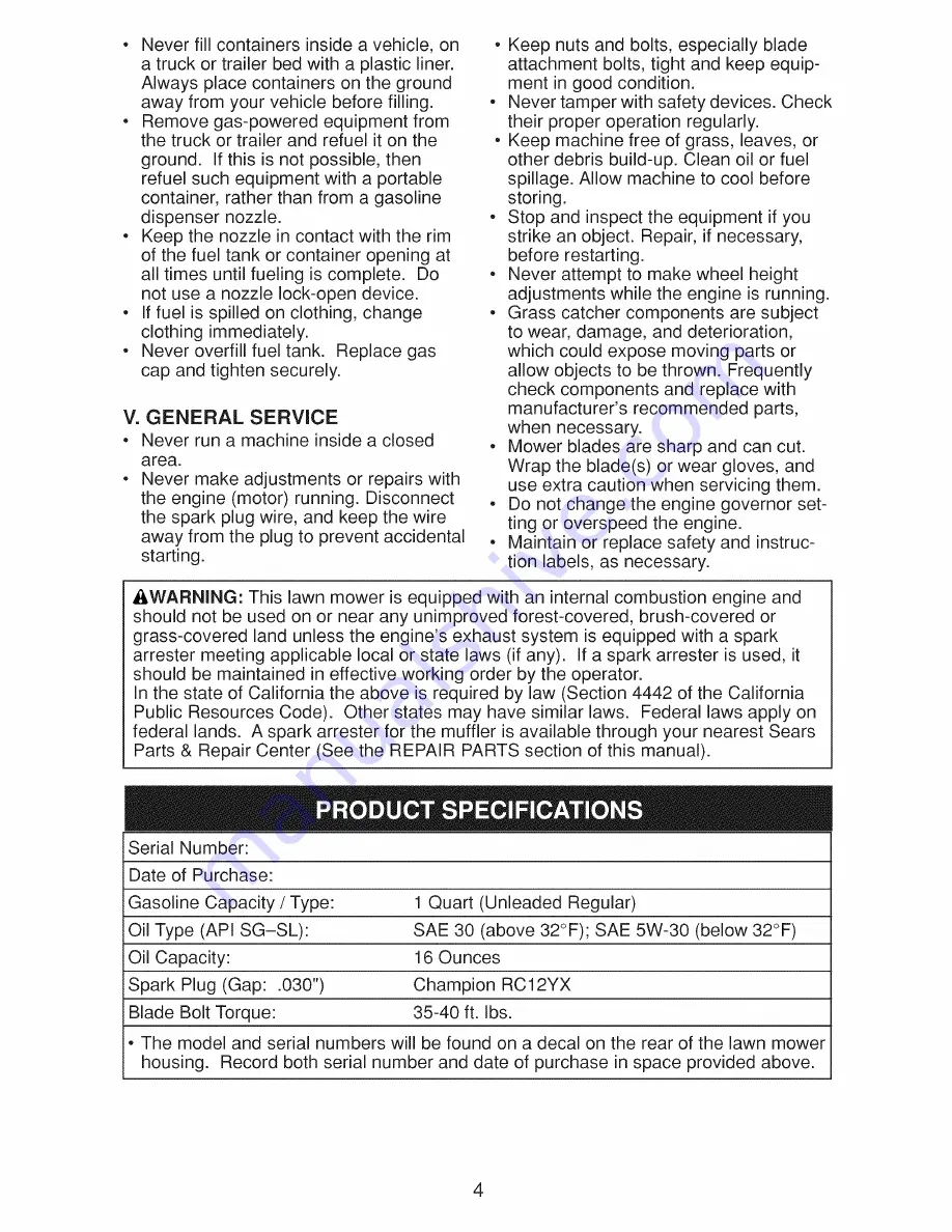 Craftsman 917.370400 Owner'S Manual Download Page 4