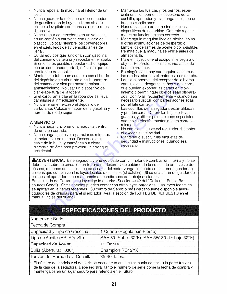 Craftsman 917.370400 Owner'S Manual Download Page 21