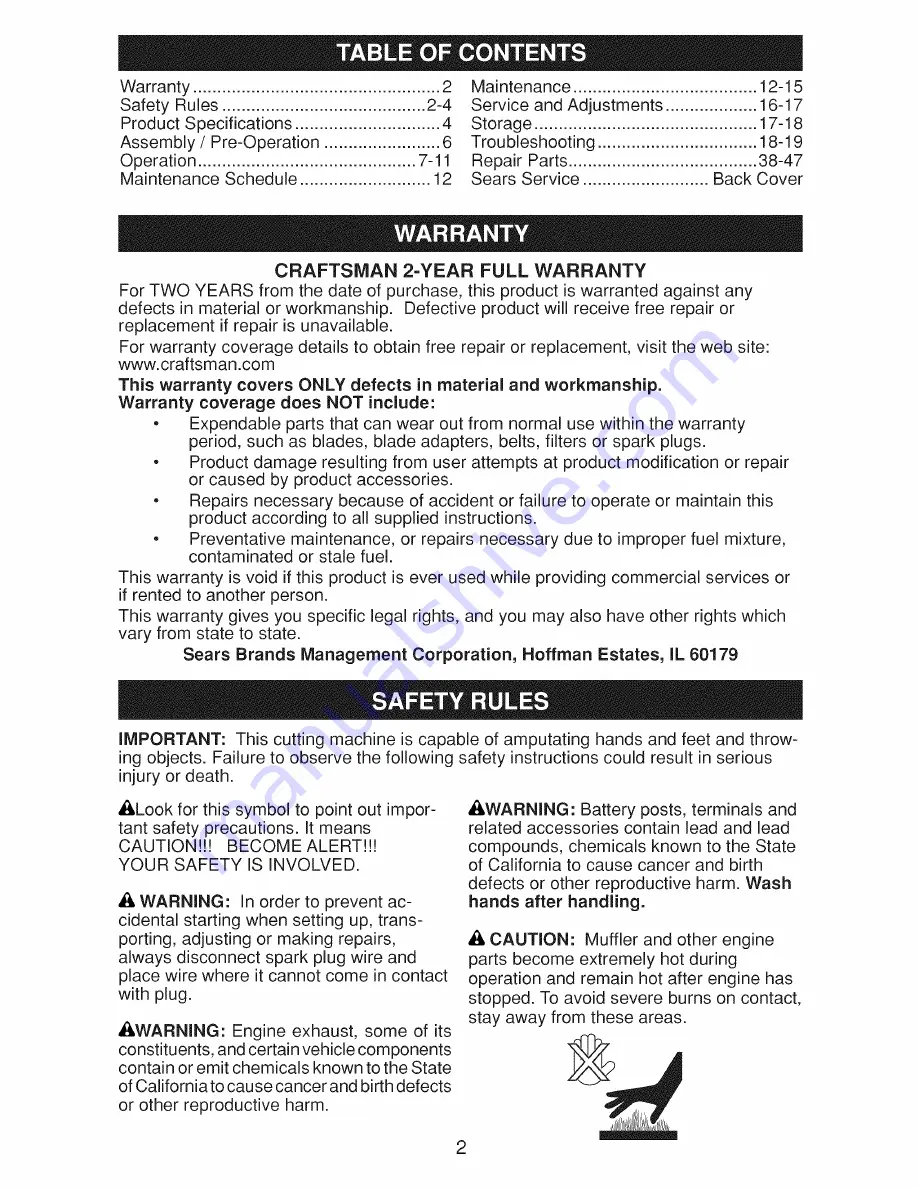 Craftsman 917.370411 Owner'S Manual Download Page 2