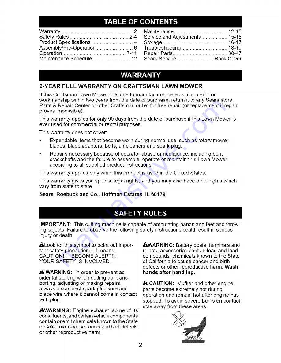 Craftsman 917.370563 Owner'S Manual Download Page 2