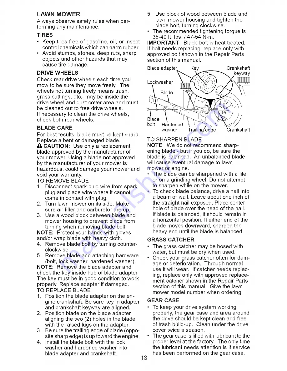 Craftsman 917.370565 Owner'S Manual Download Page 13