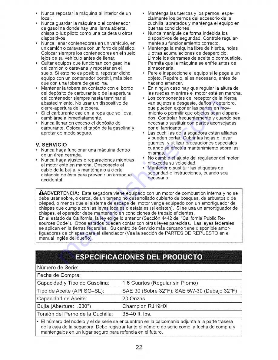 Craftsman 917.370565 Owner'S Manual Download Page 22