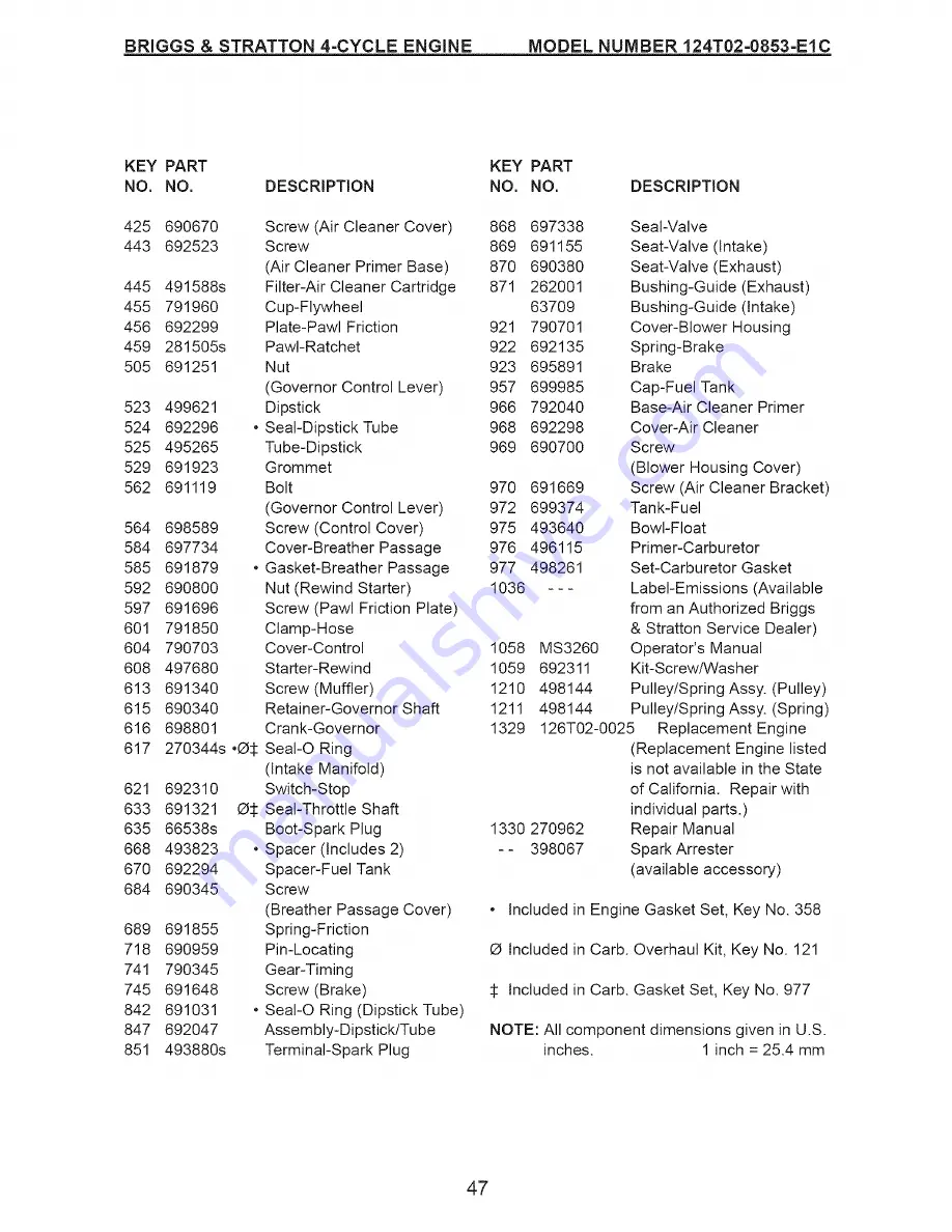 Craftsman 917.370565 Owner'S Manual Download Page 47