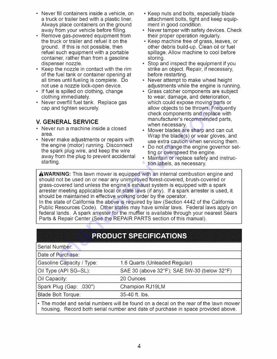 Craftsman 917.370640 Owner'S Manual Download Page 4