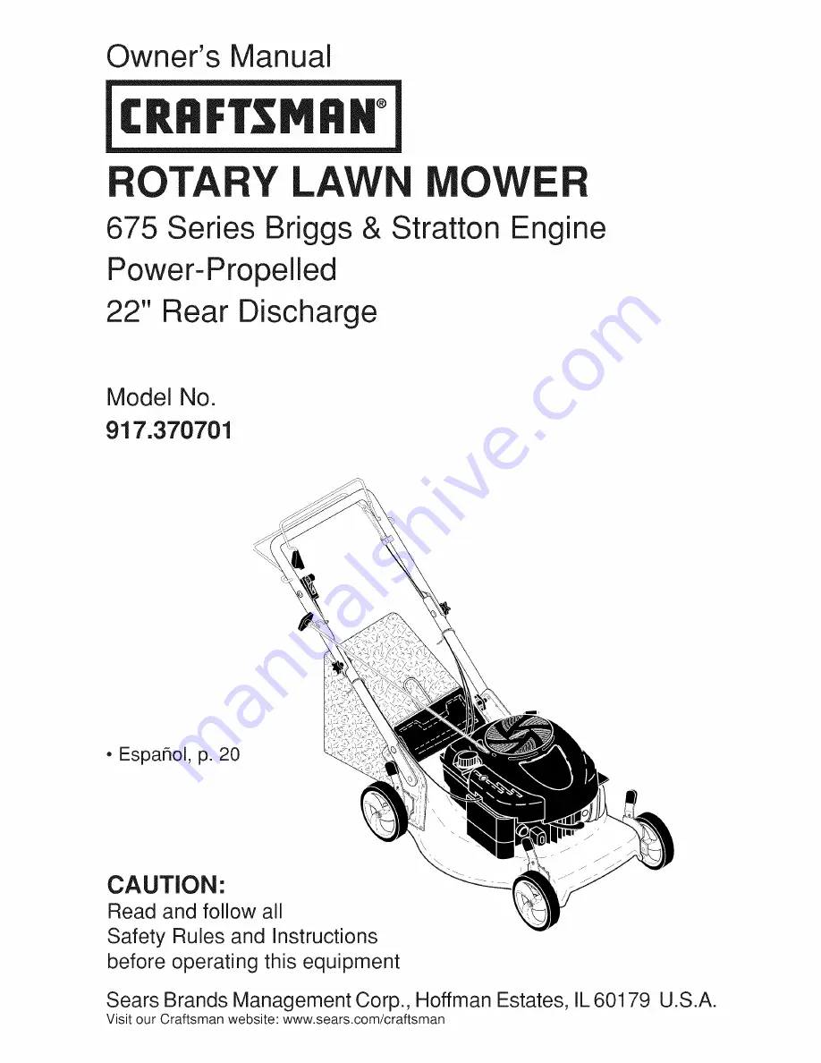 Craftsman 917.370701 Owner'S Manual Download Page 1