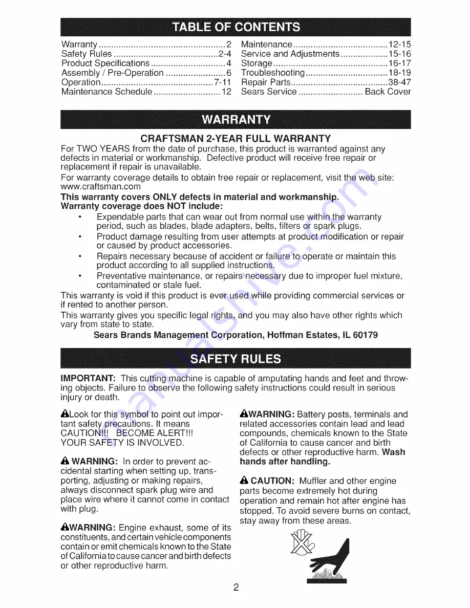 Craftsman 917.370701 Owner'S Manual Download Page 2