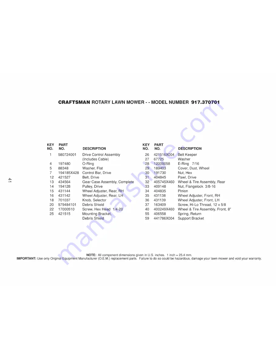 Craftsman 917.370701 Owner'S Manual Download Page 41