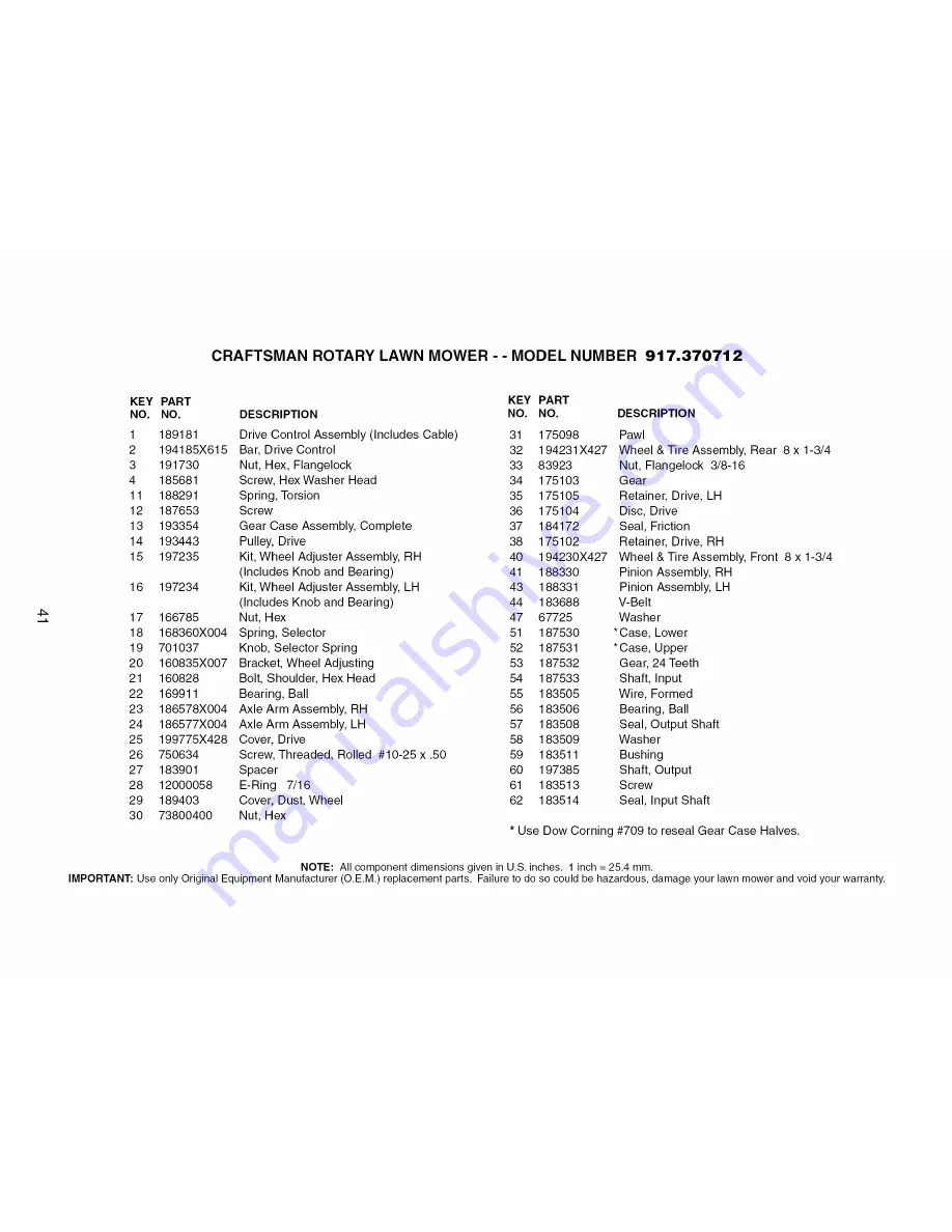 Craftsman 917.370712 Owner'S Manual Download Page 41