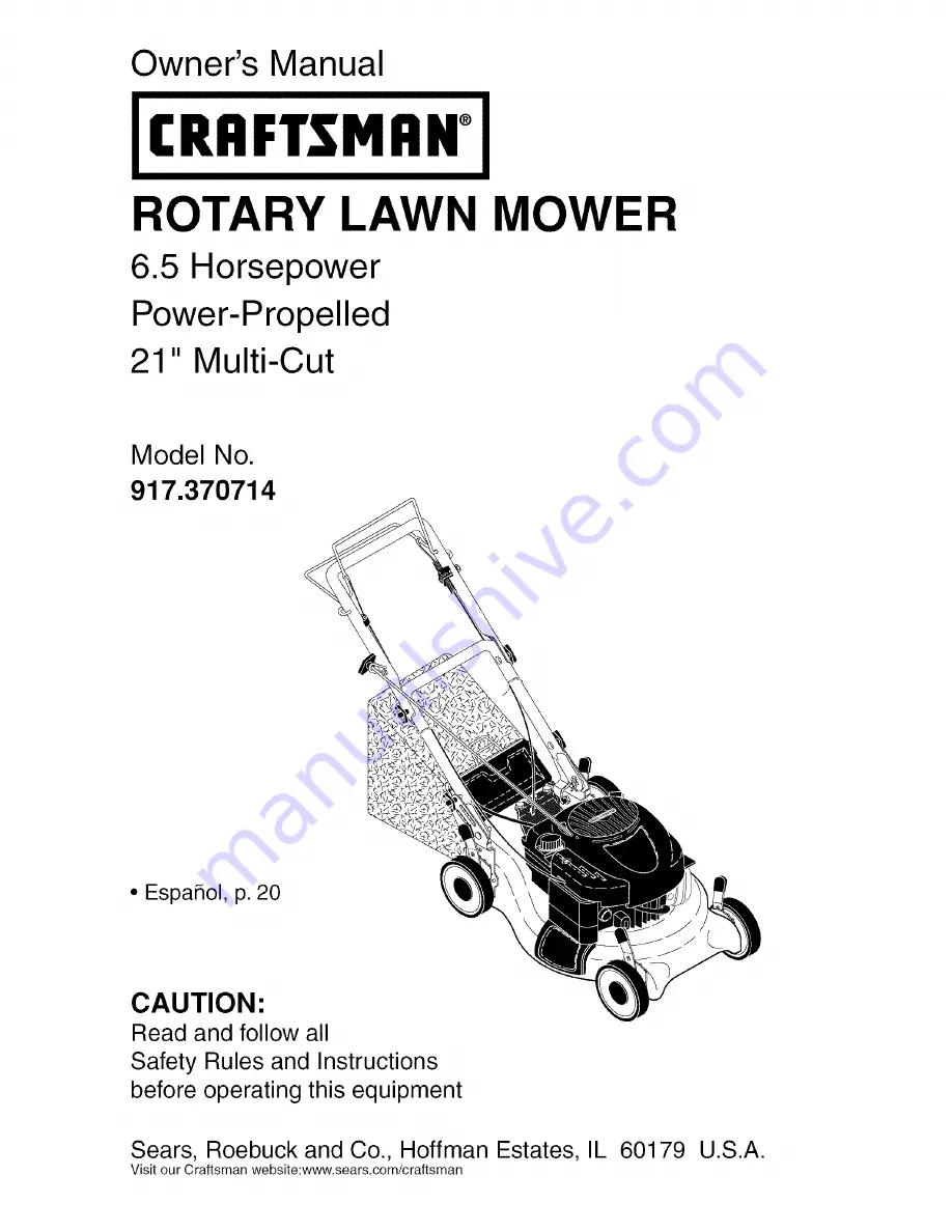 Craftsman 917.370714 Owner'S Manual Download Page 1