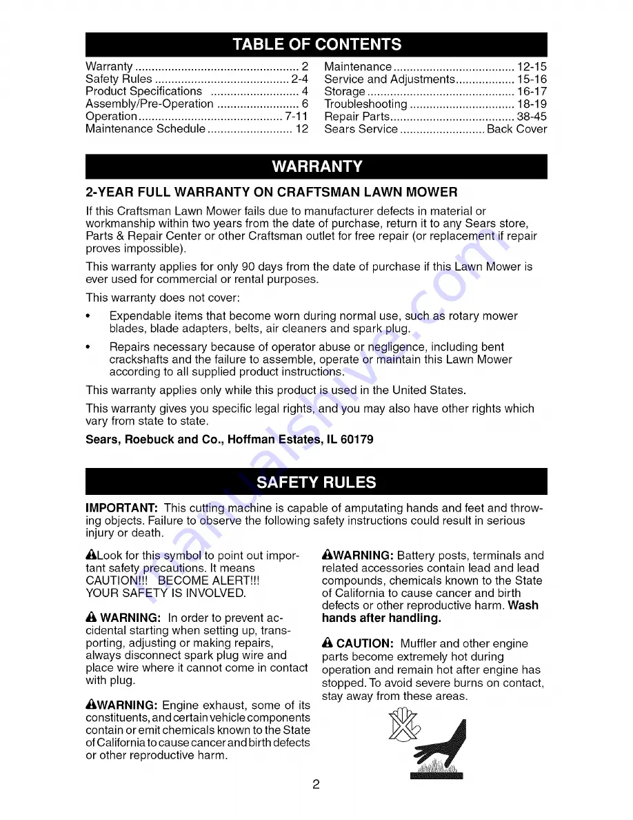 Craftsman 917.370714 Owner'S Manual Download Page 2