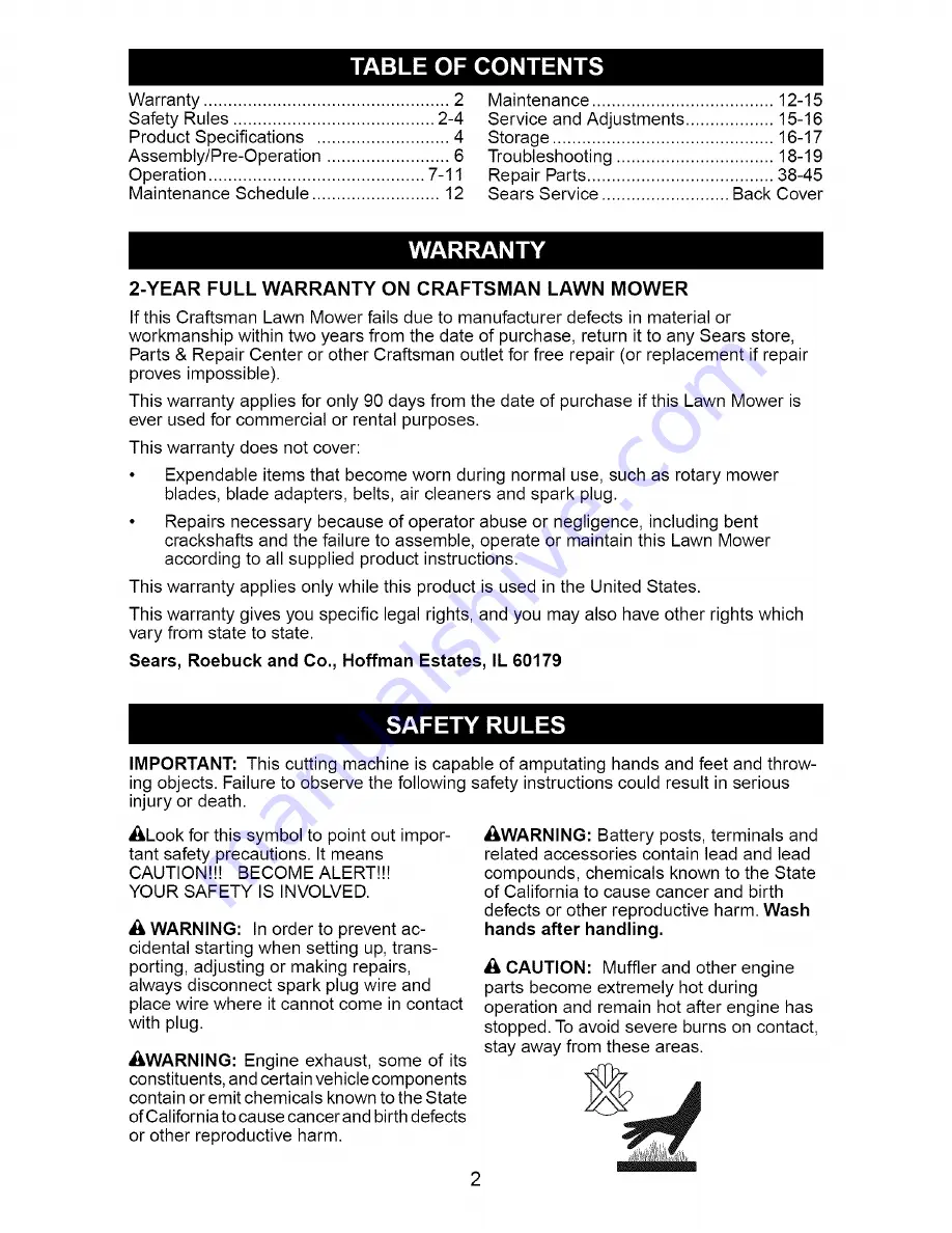 Craftsman 917.370722 Owner'S Manual Download Page 2